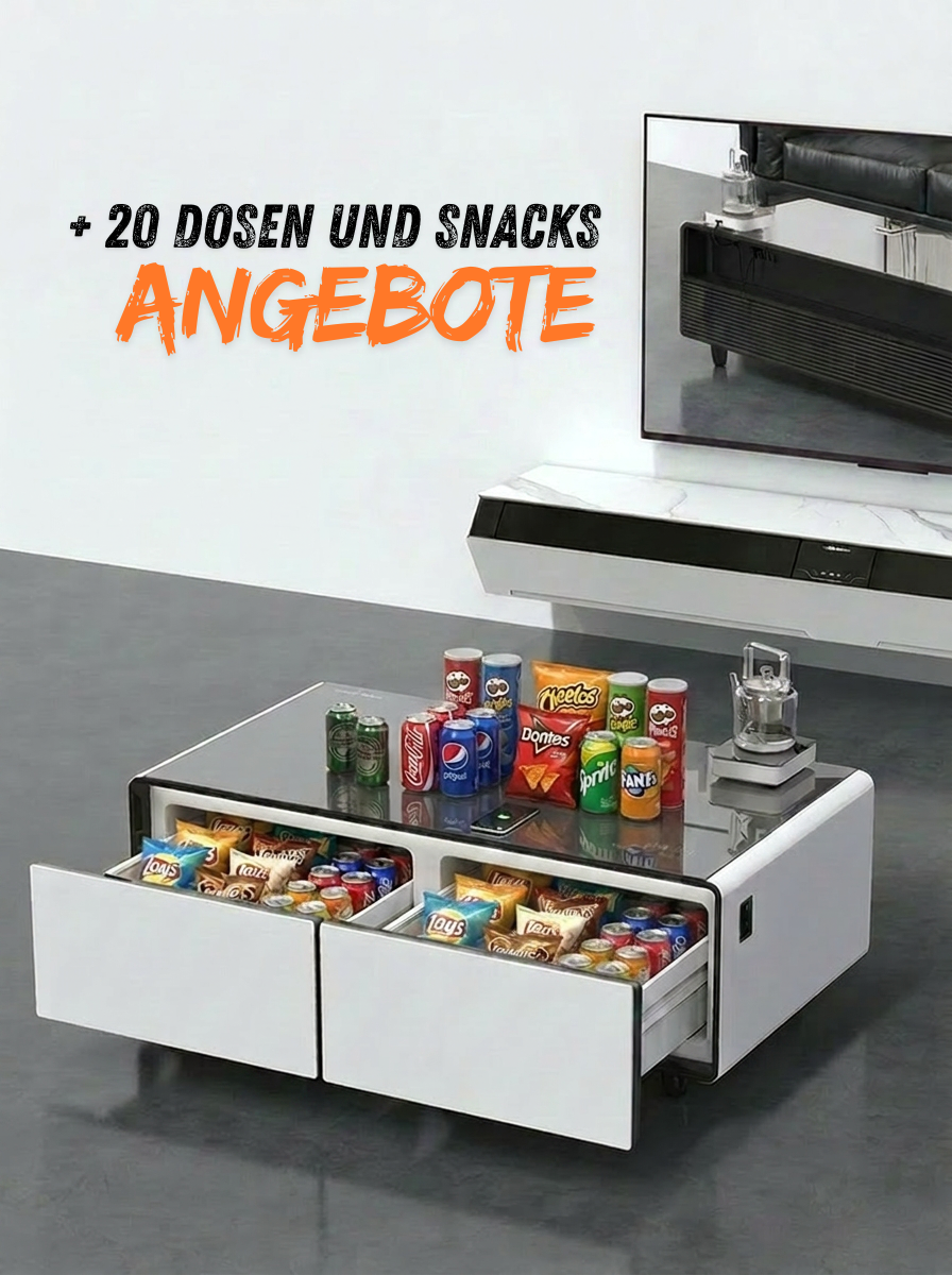 Der intelligente Couchtisch der Zukunft + 20 Snacks und Knabbereien