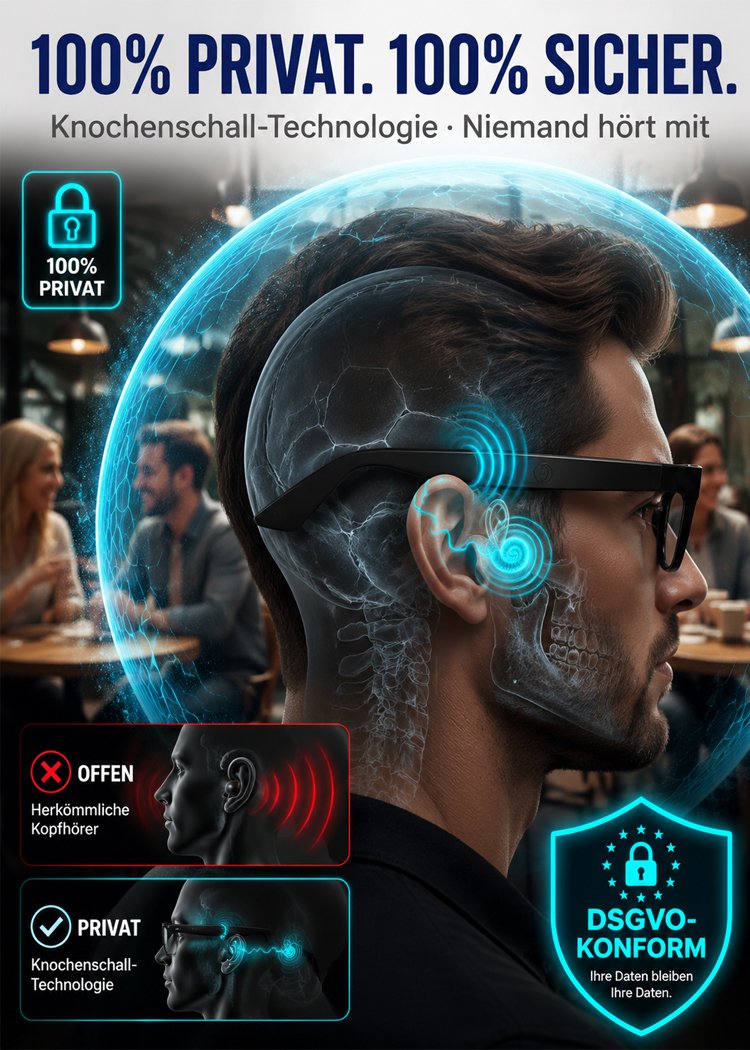 Intelligente Brille mit Zoom, Farbwechsel und Echtzeit-AI-Übersetzung