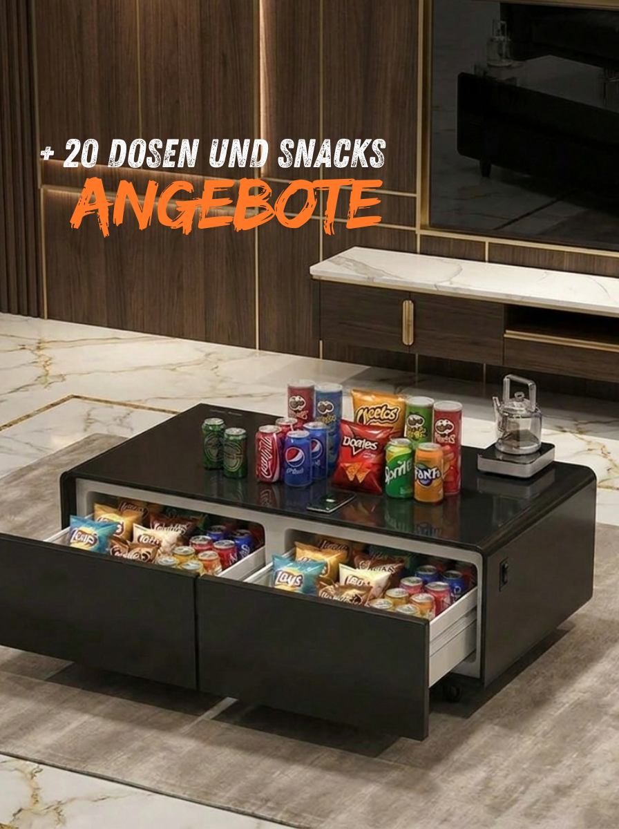 Der intelligente Couchtisch der Zukunft + 20 Snacks und Knabbereien