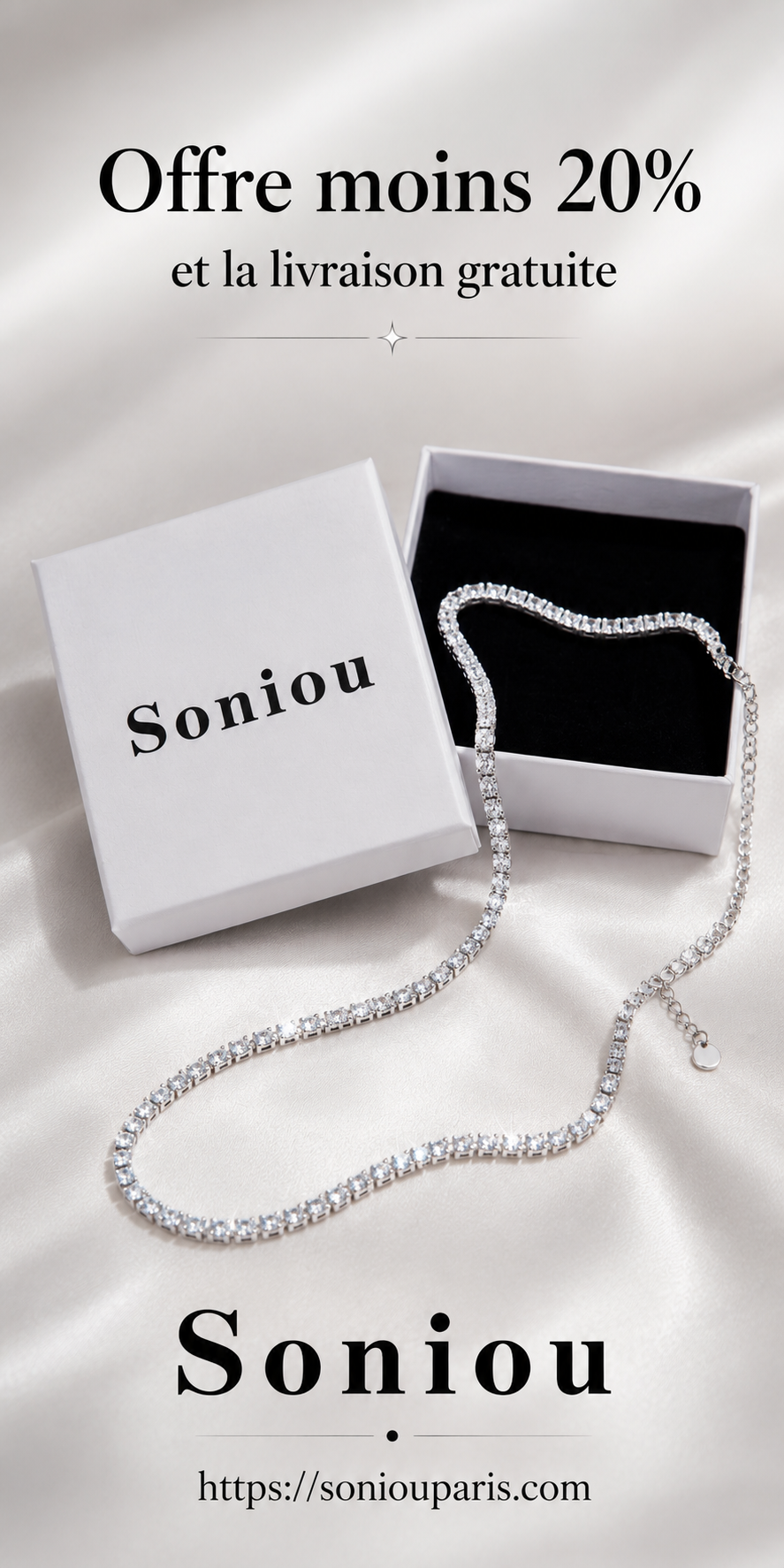 Chaîne Tennis Soniou – Acier Inoxydable et CZ